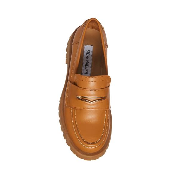 Steve Madden Lawrence Cognac Läder Loafers Dam Bruna | SM-236BX