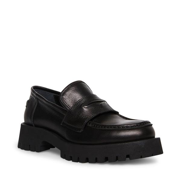 Steve Madden Lawrence Läder Loafers Dam Svarta | SM-479WL