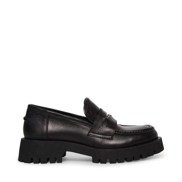 Steve Madden Lawrence Läder Loafers Dam Svarta | SM-479WL