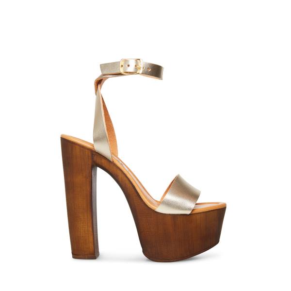 Steve Madden Lucy Läder Heel Högklackade Skor Dam Guld | SM-497MT