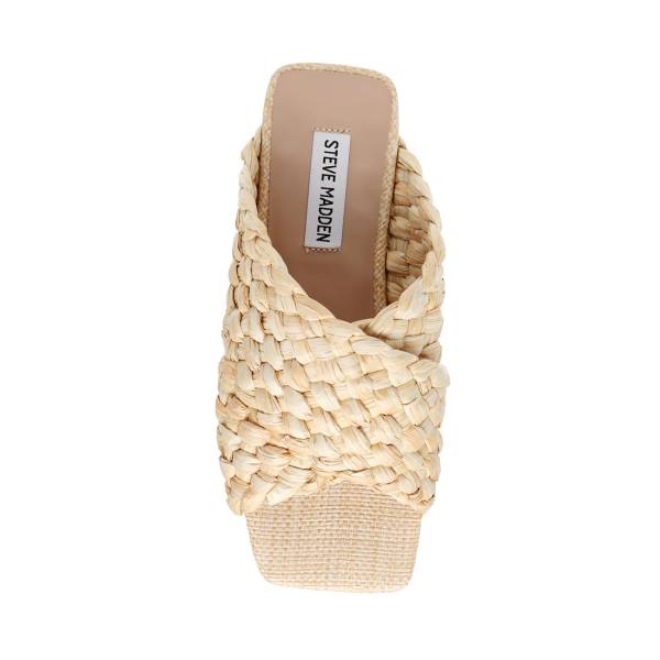 Steve Madden Marina Natural Raffia Sandaler Dam Beige | SM-572GX