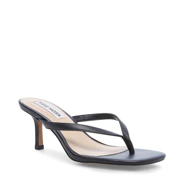 Steve Madden Melrose Läder Heel Högklackade Skor Dam Svarta | SM-638AJ