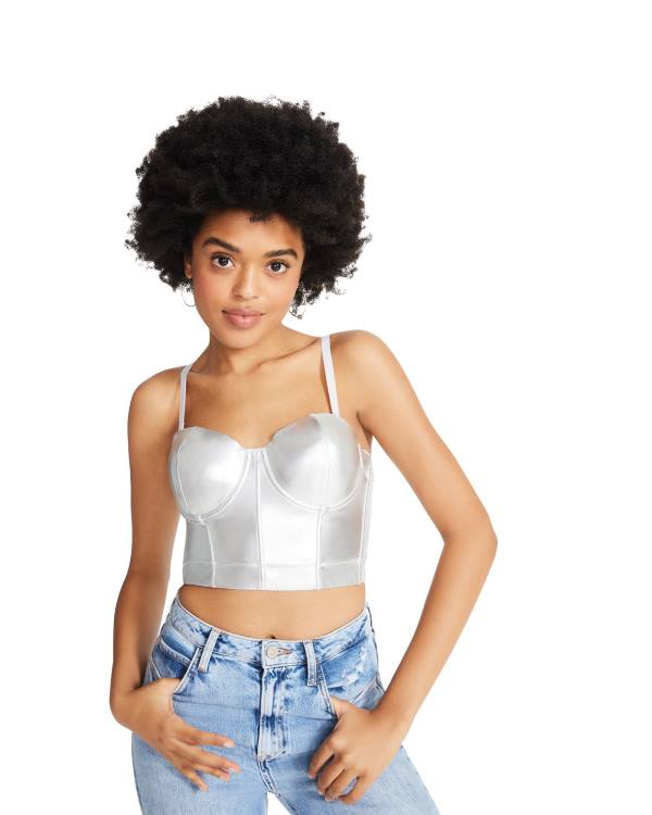 Steve Madden Metallic Bustier Blast Dam Silver | SM-796ER