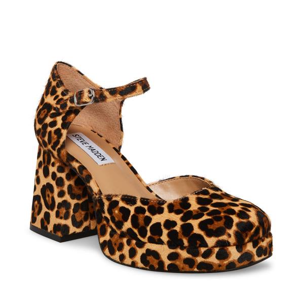 Steve Madden Mimi-l Leopard Heel Högklackade Skor Dam Leopard | SM-549KV