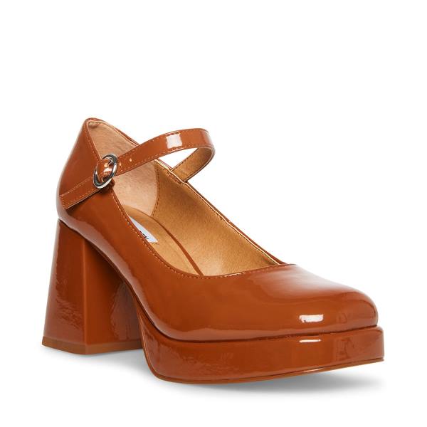 Steve Madden Mingle Cognac Lack Heel Högklackade Skor Dam Bruna | SM-389BA