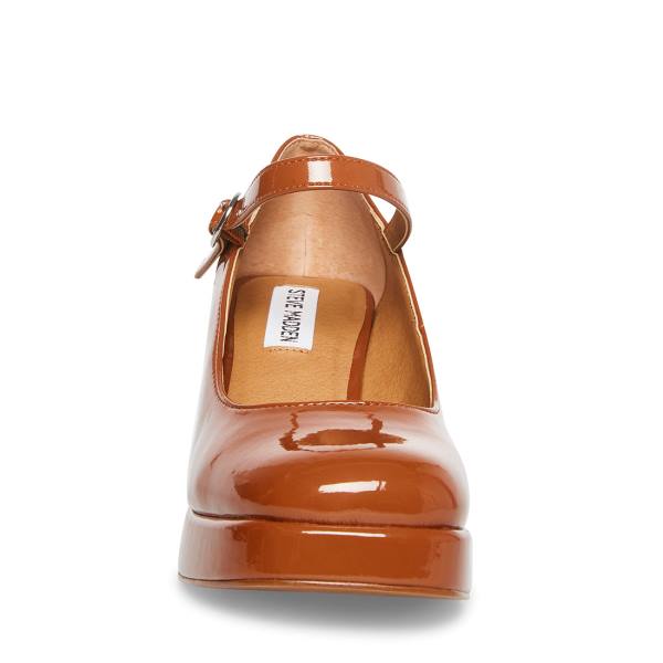 Steve Madden Mingle Cognac Lack Heel Högklackade Skor Dam Bruna | SM-389BA