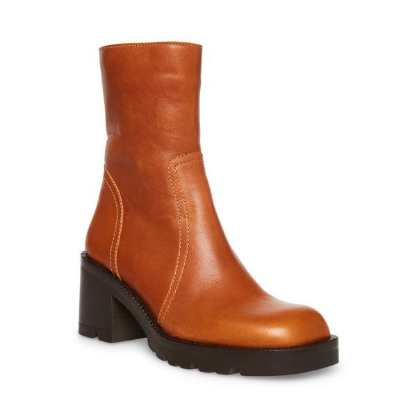 Steve Madden Naya Cognac Läder Kängor Dam Bruna | SM-076MY