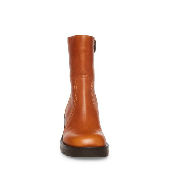 Steve Madden Naya Cognac Läder Kängor Dam Bruna | SM-076MY