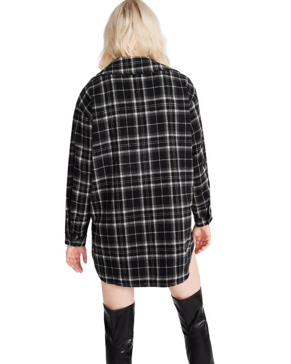 Steve Madden Oversized Plaid Flannel Blast Dam Svarta | SM-159AM