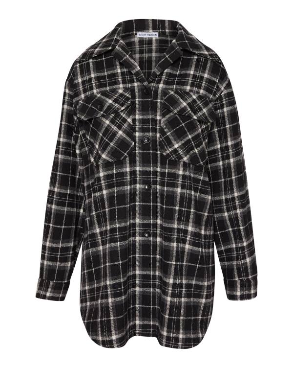 Steve Madden Oversized Plaid Flannel Blast Dam Svarta | SM-159AM