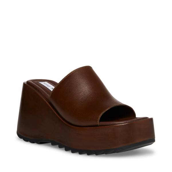 Steve Madden Pepe30 Cognac Läder Sandaler Dam Bruna | SM-968FE