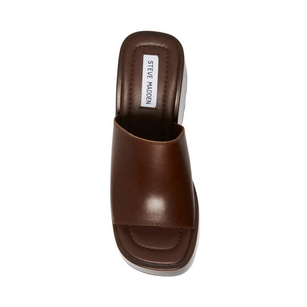 Steve Madden Pepe30 Cognac Läder Sandaler Dam Bruna | SM-968FE