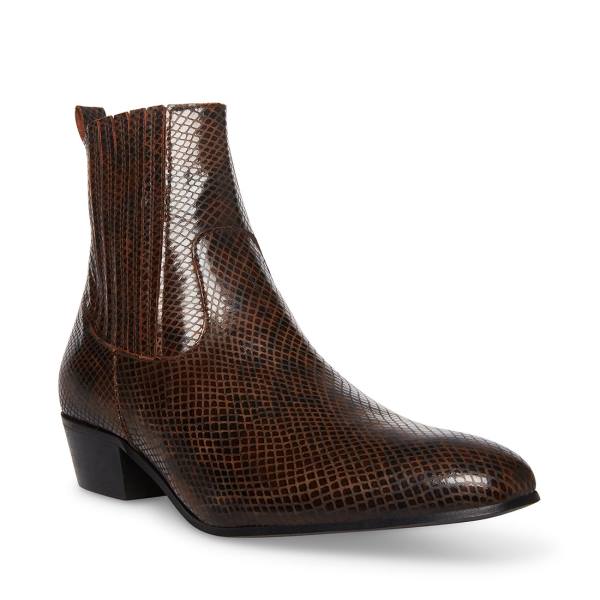 Steve Madden Pierre Snake Stövlar Herr Bruna Ormskinn | SM-518JU