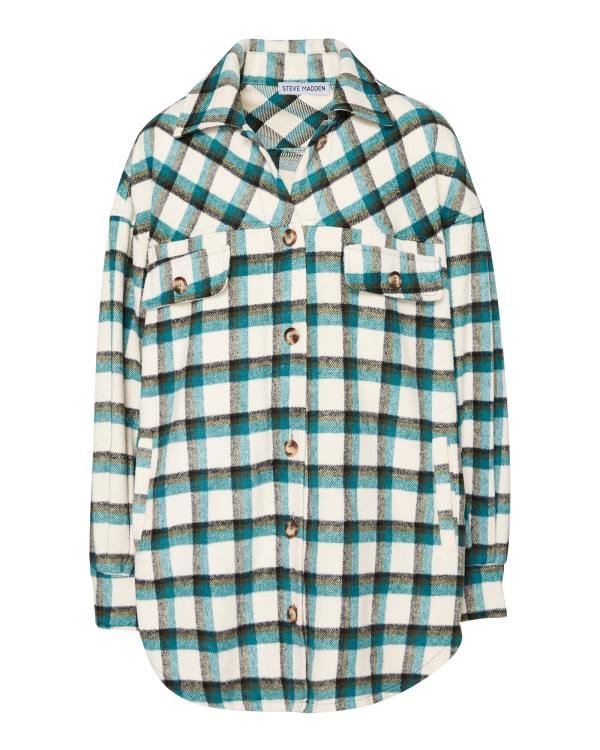 Steve Madden Plaid Button Down Blast Dam Gröna | SM-816TD