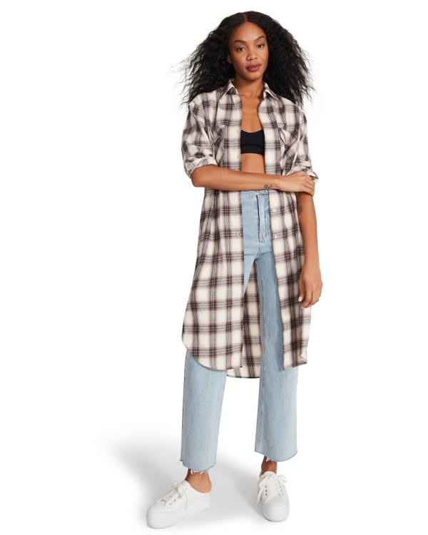 Steve Madden Plaid Duster Jacka Dam Blå | SM-071AI