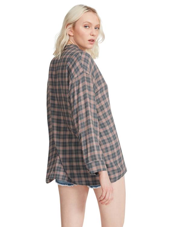 Steve Madden Plaid Flannel Blast Dam Mörkgrå | SM-245ZU