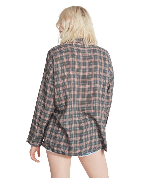 Steve Madden Plaid Flannel Blast Dam Mörkgrå | SM-245ZU