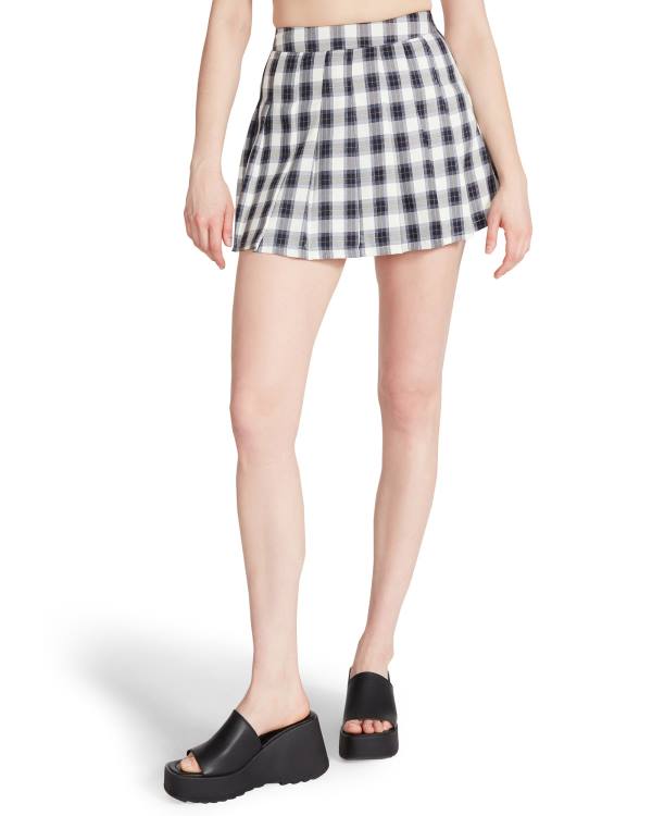 Steve Madden Plaid Pleated Mini Kjolar Dam Marinblå | SM-326WY