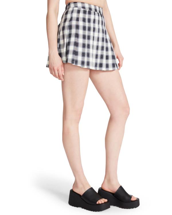 Steve Madden Plaid Pleated Mini Kjolar Dam Marinblå | SM-326WY