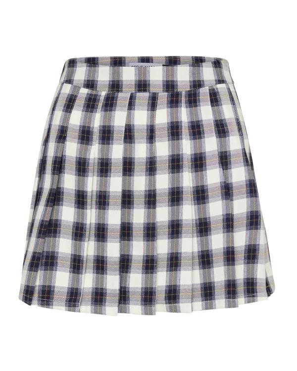 Steve Madden Plaid Pleated Mini Kjolar Dam Marinblå | SM-326WY