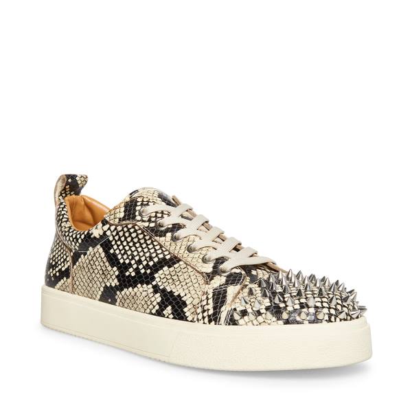 Steve Madden Portall Natural Snake Sneakers Herr Beige Ormskinn | SM-076NU