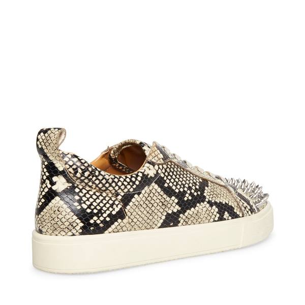 Steve Madden Portall Natural Snake Sneakers Herr Beige Ormskinn | SM-076NU