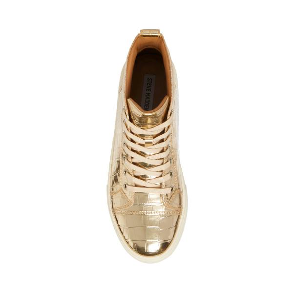 Steve Madden Promoter-c Crocodile Sneakers Herr Guld | SM-948OI