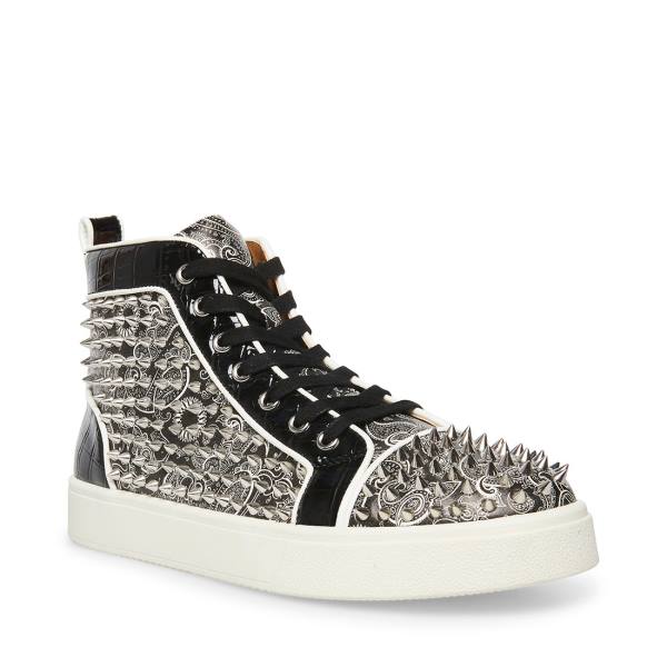 Steve Madden Promoter-s Sneakers Herr Svarta Silver | SM-148OJ