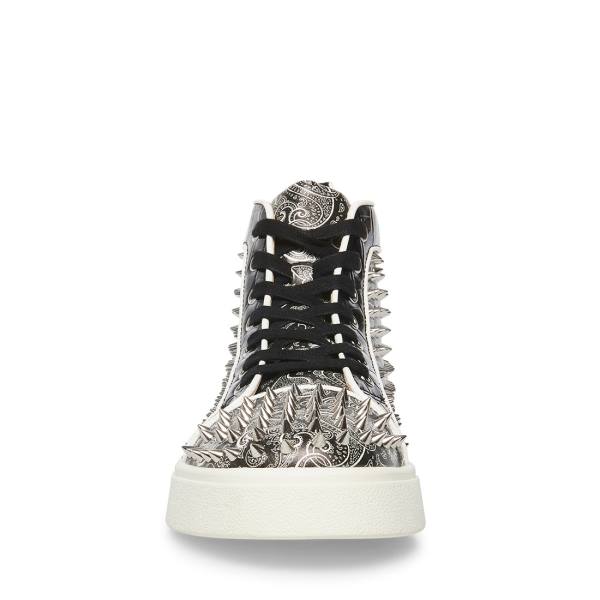 Steve Madden Promoter-s Sneakers Herr Svarta Silver | SM-148OJ