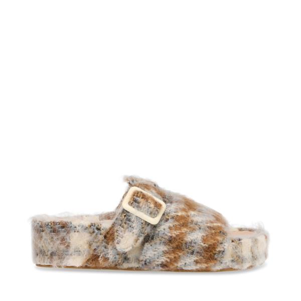 Steve Madden Rizzle Plaid Tofflor Dam Beige | SM-864PH