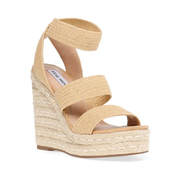 Steve Madden Shimmy Natural Raffia Sandaler Dam Beige | SM-394IZ