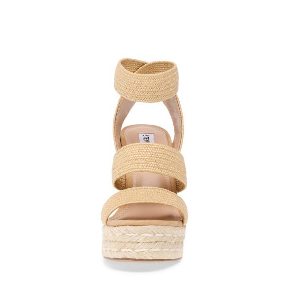 Steve Madden Shimmy Natural Raffia Sandaler Dam Beige | SM-394IZ