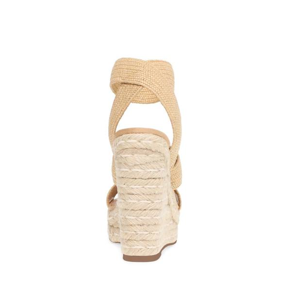 Steve Madden Shimmy Natural Raffia Sandaler Dam Beige | SM-394IZ