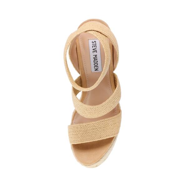 Steve Madden Shimmy Natural Raffia Sandaler Dam Beige | SM-394IZ