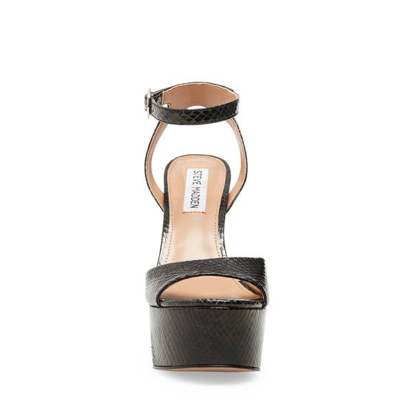 Steve Madden Skyla Snake Heel Högklackade Skor Dam Svarta Ormskinn | SM-907NB