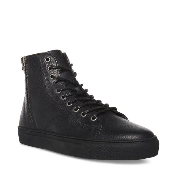 Steve Madden Slash Läder Sneakers Herr Svarta | SM-710FC