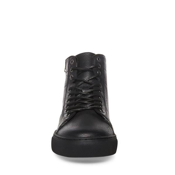 Steve Madden Slash Läder Sneakers Herr Svarta | SM-710FC