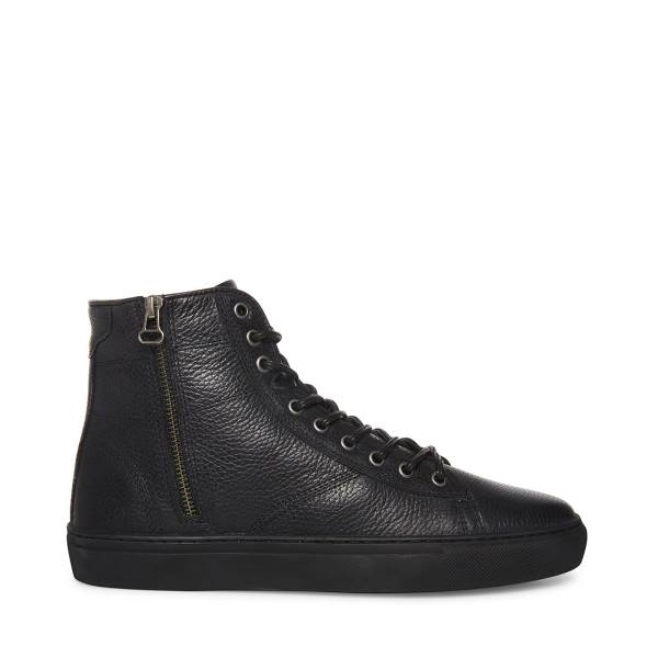 Steve Madden Slash Läder Sneakers Herr Svarta | SM-710FC