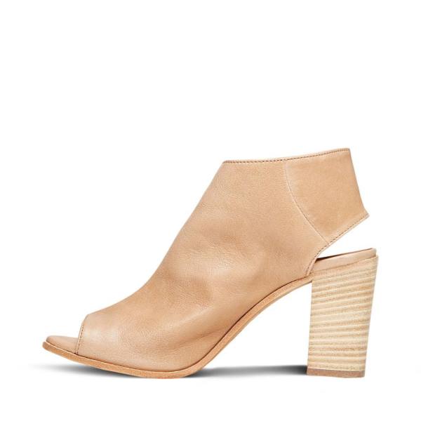 Steve Madden Slater Natural Läder Heel Högklackade Skor Dam Beige | SM-587EB