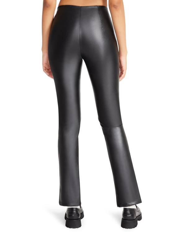 Steve Madden Slit Front Faux Läder Pant Leggings Dam Svarta | SM-931JB