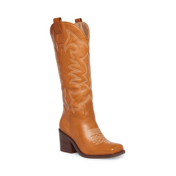 Steve Madden Stampede Tan Läder Stövlar Dam Bruna | SM-190QU