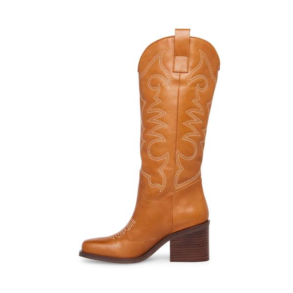 Steve Madden Stampede Tan Läder Stövlar Dam Bruna | SM-190QU