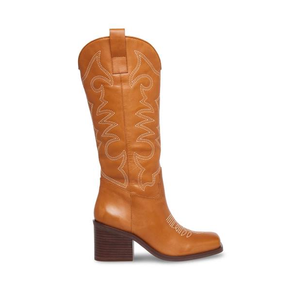 Steve Madden Stampede Tan Läder Stövlar Dam Bruna | SM-190QU