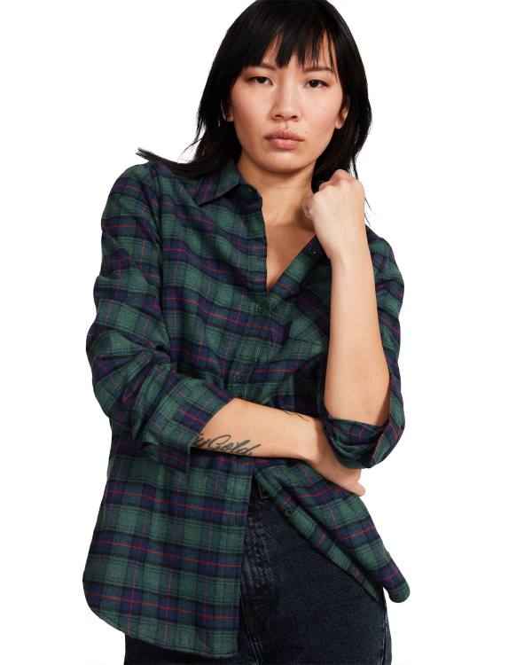 Steve Madden Teddy Fodrade Flannel Jacka Dam Gröna | SM-014DJ