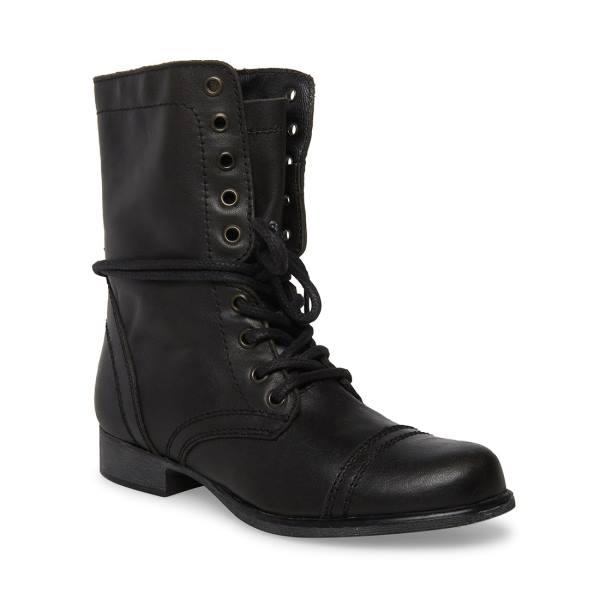 Steve Madden Troopa Läder Kängor Dam Svarta | SM-530EU