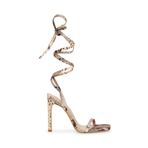 Steve Madden Uplift Natural Snake Heel Högklackade Skor Dam Beige Ormskinn | SM-974DM