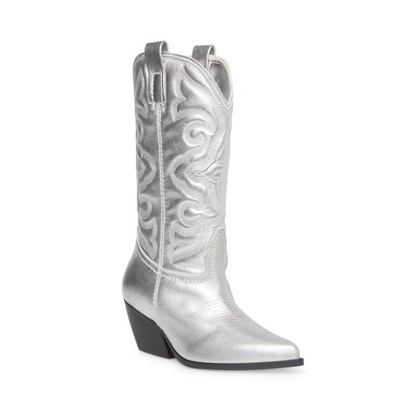 Steve Madden West Läder Stövlar Dam Silver | SM-137ET