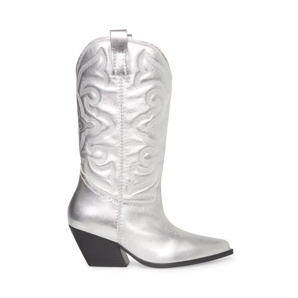 Steve Madden West Läder Stövlar Dam Silver | SM-137ET