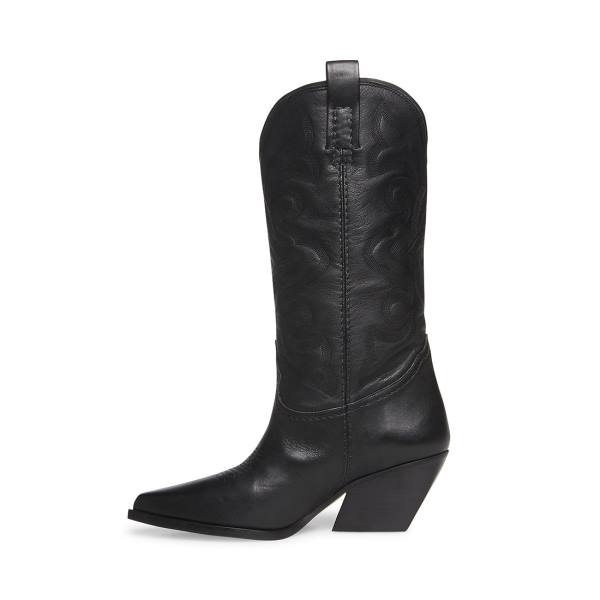 Steve Madden West Läder Stövlar Dam Svarta | SM-309ZP