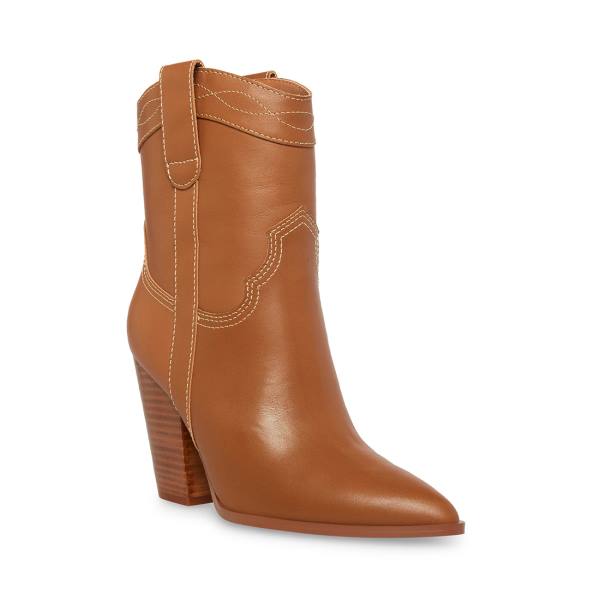 Steve Madden Westyn Cognac Läder Kängor Dam Bruna | SM-371VG